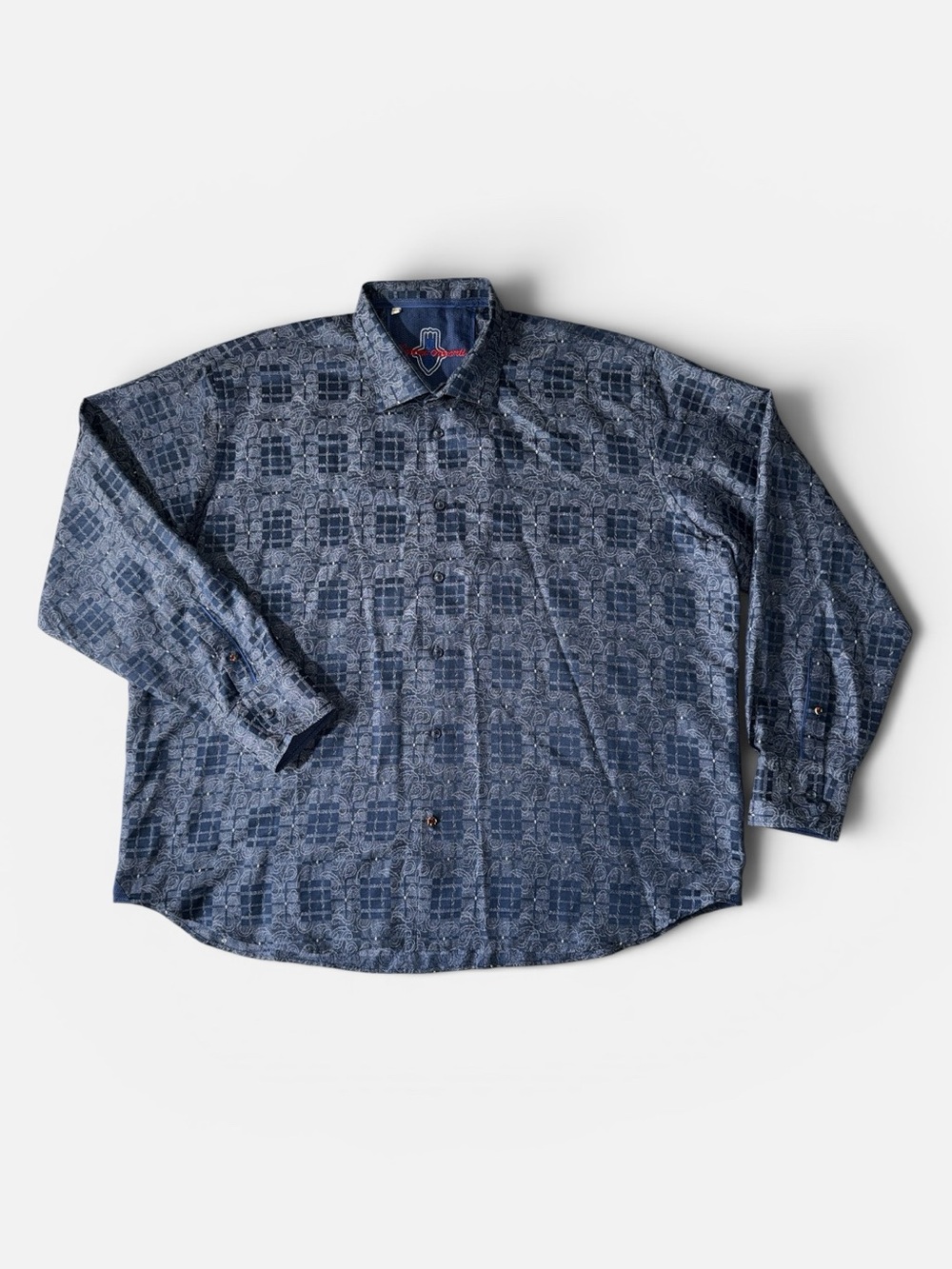 Luciano Visconti mens 4XL XXXXL paisley pattern cotton button up shirt EUC